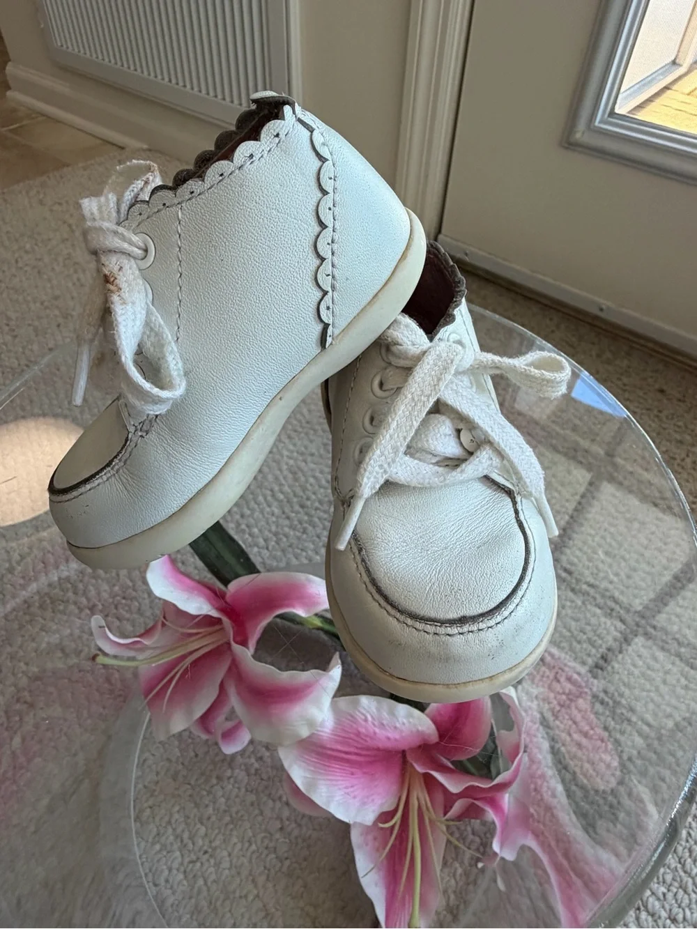 Stride Rite Rachael STG 3 Girls Sneakers Size 3.5M White Pink Leather Floral